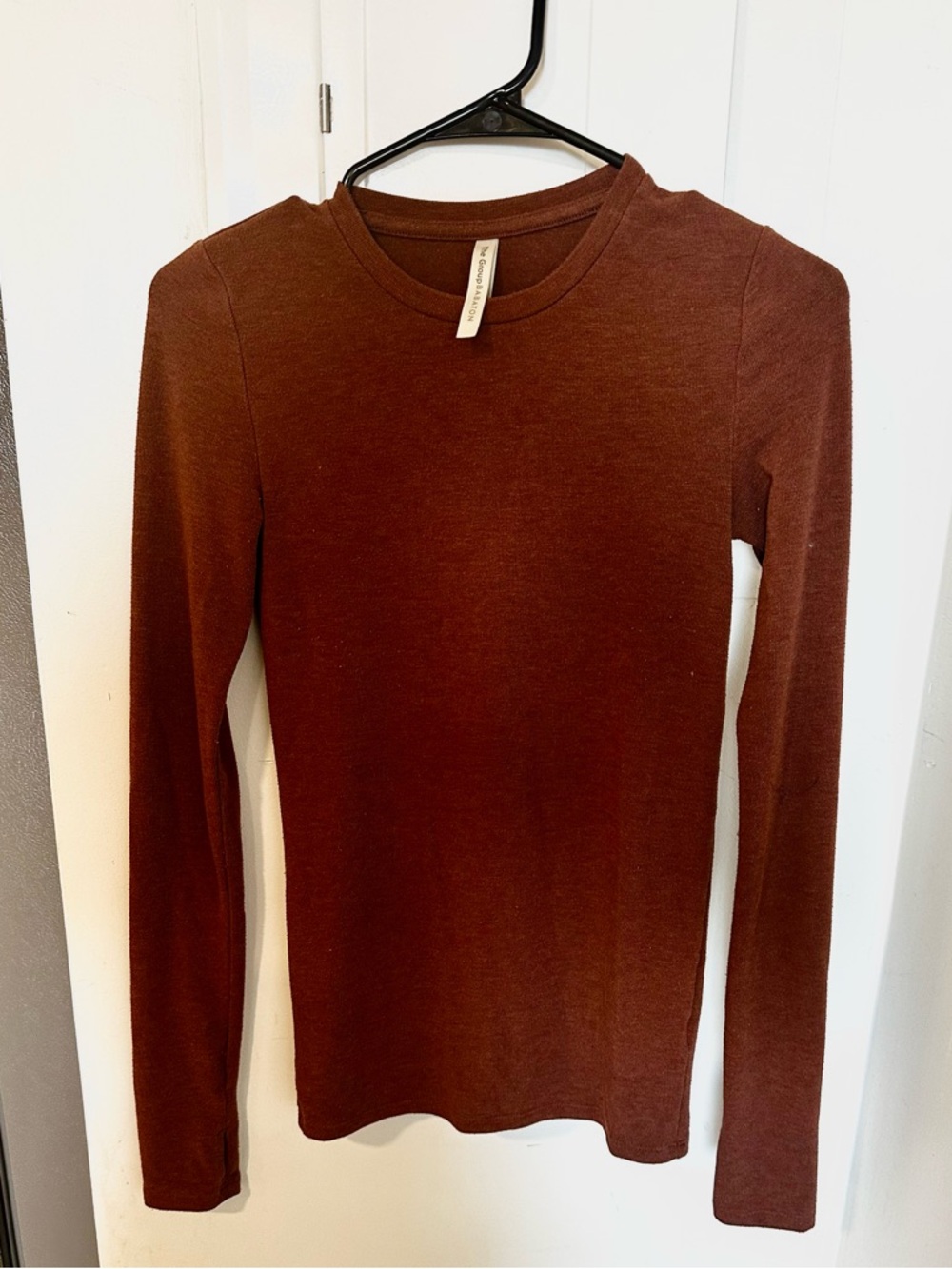 Aritzia Long Sleeve Crewneck Top in Deep Brown